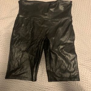 Spanx Faux Leather Croc Biker Shorts